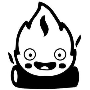 Howl's Moving Castle TV Series 5.5" Cute SD Calcifer Fire Spirit Die Cut Decal - Black Color