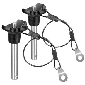 2Pcs Triangular Cap Ball Locking Pins with Button Handle, 304 Stainless Steel Push-Button Quick Release Pin with 24.5cm Push Button Lanyard Cable (8mm Diameter, 41mm Usable Length)