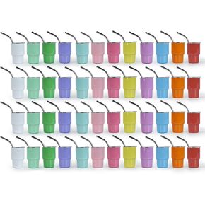 AGH 3 oz Mini Tumbler Shot Glass with Straw and Lid Colored Stainless Steel Sublimation Tumblers Cute Double Wall Vacuum Insulated Cups, 6 Pack