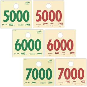 Service Dispatch Numbers - Numbered 0000-0999 - Manilla/Green/Red - RL78 Mirror Hang Tags (Box of 1000)
