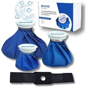 Ice Cold Pack Reusable Ice Bags Hot Water Bag for Injuries, Hot & Cold Therapy and Pain Relief with Elastic Breathable Support Wrap, 4-Pack, 3 Sizes (6"/9"/11"), (for Hot Therapy is 60℃)