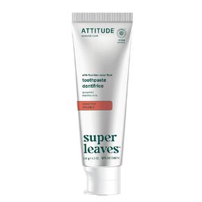 ATTITUDE Toothpaste with Fluoride, Prevents Tooth Decay and Cavities, Vegan, Cruelty-Free and Sugar-Free, Whitening, Peppermint, 4.2 Oz