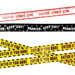 3pcs Halloween Zombie Warning Tape, Halloween Caution Tape Scary Decor Tapes Zombie Caution Signs for Party Zombie Halloween