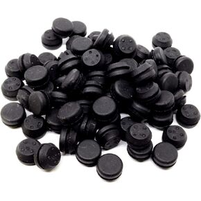 Black SBR Rubber Push-in Bumper - Bumper Diameter - 1/2", Bumper Height - 1/8", Fits Panel Hole Diam - 3/8"