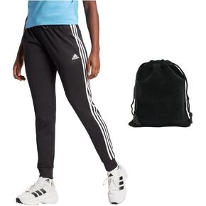 adidas Ladies' 3 Stripe Aeroready Active Jogger - Women's Moisture-Wicking Sweatpants, W/Pouch