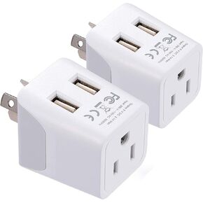 Ceptics Australia, New Zealand, China Travel Adapter Plug with Dual USB Input - Ultra Compact - USA to Type I - Perfect for Cell Phones, Chargers, Cameras and More (CTU-16-2PK)