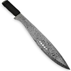 HUN-9060 Handmade Damasucs Steel 20 Inches Sword - Full Tang Leather Wrapped Handle with Sheath