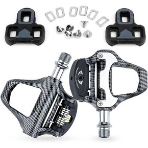 RACEWORK Road Bike Pedals - Lightweight, Aerodynamic with Look/SPD-SL Cleats, Chromoly+ Axles & Steel Bearings, Ideal for Road Cycling-Carbon Fiber Pattern