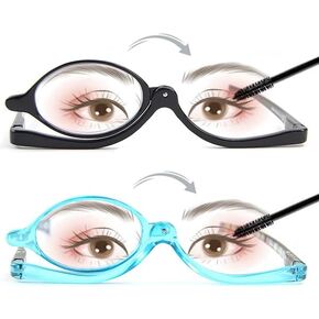 2 Pairs Makeup Reading Glasses for Women, Magnifying Flip Down Cosmetic Readers, Make Up Glasses with Spring Hinge