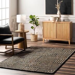 Rugs USA x Lauren Liess Handwoven Jute Area Rug, 8x10, Black