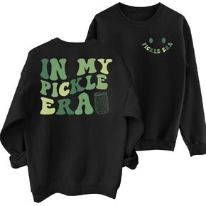 Pickle Sweatshirt Women: In My Pickle Era Sweatshirt Funny Pickle Jar Long Sleeve Shirt Casual Pullover Tops
