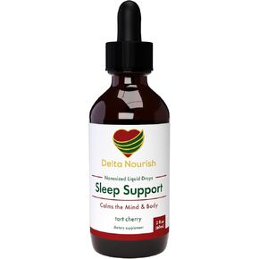 Sleep Support Drops - Sleep Aid Supplement with Liquid Melatonin, Vitamins B2 B6, 5HTP, L-Theanine & GABA - Tart Cherry Flavor Fall Asleep & Stay Asleep Better - Non Habit Forming - 2 oz