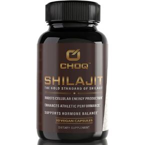 CHOQ® Shilajit - Over 50% Fulvic Acid, 500 mg Vegan Capsules, Energy, Brain, Focus, Collagen, Hormones, Mitochondrial Function, Urolithin A, Lab-Tested