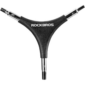 ROCKBROS 3-in-1 Allen Hex Wrench Set, 4/5/6mm Sizes, Black Silver, Steel and PVC
