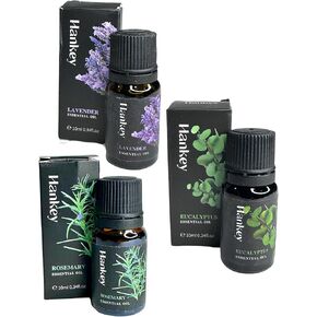3 Amber Glass Bottles Essential Oil Set Rosemary Lavender Eucalyptus for Diffusers Humidifier Great Scent Therapeutic Grade Aromatherapy Relax Calm Relieve Stress Home Care, Candle Making Scents