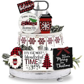 Varku 13 جهاز كمبيوتر شخصي عيد الميلاد صينية زينة مجموعة، مزرعة زينة طاولة عيد الميلاد، الجاموس منقوشة عيد الميلاد ديكور الطاولة، عيد الميلاد علامة خشبية لعيد الميلاد حزب المنزل عطلة المطبخ in Kuwait