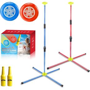 Eastgoing Ultimate Outdoor Flying Disc Game Set, Bottle Game with Height Adjustment Button und Score Tracker, Outdoor Polish Horseshoes Game Set for Lawn, Backyard, Park, Camping，Beach Game
