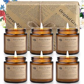 Jeffbaubl 6 Pack Candles for Home Scented,Scented Candles Gifts for Women,Aromatherapy Candles,3.5 OZ Amber Jar Candles,Long Lasting Candles,Candles Gift Set for Birthday Valentine Present
