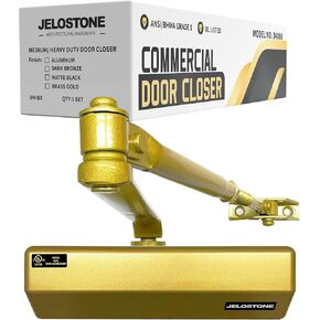 Medium/Heavy Duty, Commercial Door Closer D4000, ANSI Grade 1, UL 3 Hour Fire Rated, ADA Compliant, Adjustable Spring Size 1-6 for Doors (44-330lb, 30-60 in), Indoor/Outdoor (Black)