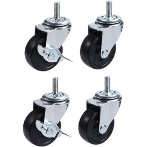عجلات قدم، 3 بوصات (M12*25) مطاطية، نوع ثقيل، عجلة قدم صناعية بقضيب ملولب، عجلة دوارة معدنية بقفل، أثاث، عربة تسوق (4 مجموعات) in Saudi Arabia