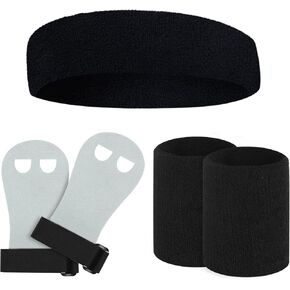 Vefungyan Gymnastics Hand Grips Wristbands Sets: 5PCS Bar Grips Palm Protectors and Headband for Girls Kids Youth Support Sports Accessories for Kettlebells, Weightlifting, Workout and Exercise
