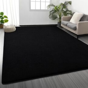 Large Area Rugs for Living Room Bedroom, 6 x 9 Ft Non-Slip Modern Area Rug, Soft Thickened Memory Foam Rug, Comfy Minimalist Indoor Carpet for Boys Girls Room Nursery Dorm Home Decor, Black