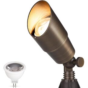 Gardencoin Solid Brass Outdoor Landscape Spotlights, 12V Heavy Duty Low Voltage LED Spot Light Waterproof for Garden and Yard Up Lighting, Bronze Accent Lighting Fixture Without Bulb, 6 Pack