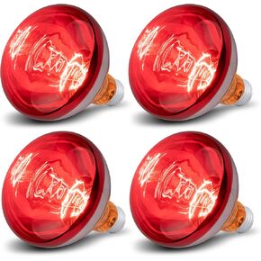 4 Pack 250 Watts Heat Lamp Bulbs, R40 Brooder Heat Lamp for Chickens, Infrared Reflector Heat Bulbs for Brooder Heater, Incandescent Heating bulb for Pet, Light Therapy, Bathroom, Food