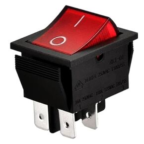 Lighted Rocker Switch | RF-1004 Replacement | Treadmill Elliptical Stationary Bike | 16A 125vac | 16A 250V 4 Pin Panel Mount