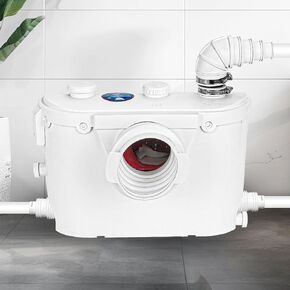 Macerator Pump, Upflush Basement Toilet Pump System Max Pumping To V23 & H 235 Feet, 4-Inlet Sewerage Waste Water Disposal - Ideal For Macerating Toilet, Laundry, Bathtub