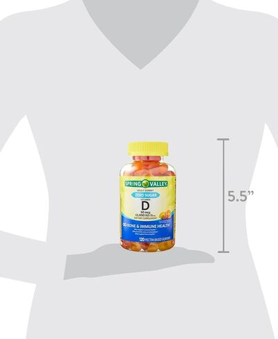 Vitamin D Gummies Zero Sugar, 50 Mcg (2,000 IU), 120 Count | Delicious Lemon, Orange & Strawberry Flavors | Supports Bone & Immune Health in Saudi Arabia