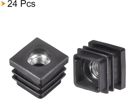 uxcell 10Pcs Plastic Threaded Tube Inserts with M8 Thread, for 0.98"x0.98" OD Square Tube, Adjustable Square Black Plastic Plug Caster Insert Chair End Caps Furniture Leg Plug in Saudi Arabia
