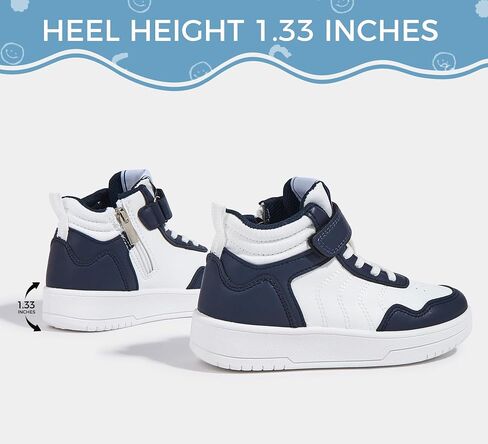 LUCKY STEP Kids High Top Sneakers Fashion Basketball Tennis Shoes Skyhigh Running Sports Ankle Boots Hook and Loop Casual Walking Shoe for Boys Girls in Kuwait