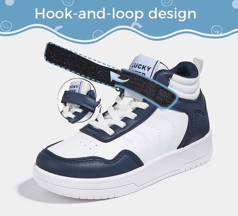 LUCKY STEP Kids High Top Sneakers Fashion Basketball Tennis Shoes Skyhigh Running Sports Ankle Boots Hook and Loop Casual Walking Shoe for Boys Girls in Kuwait