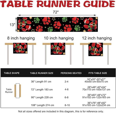 Christmas Dog Cat Paw Prints Table Runner, Xmas Kitchen Dining Table Decoration Pet Lover Gifts, Funny Holiday Winter Burlap Indoor Outdoor Home Decor Party Supply 13 x 72 Inches in Saudi Arabia