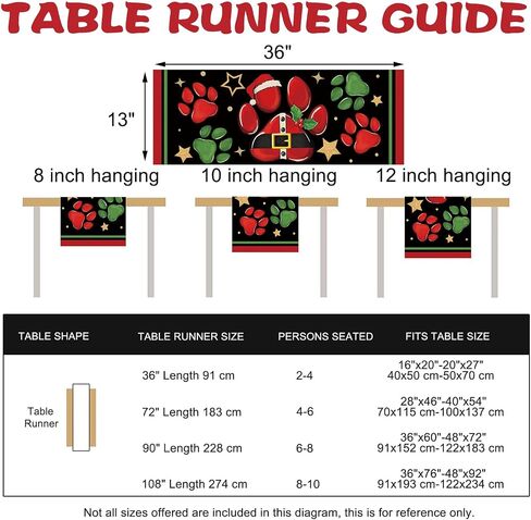 Christmas Dog Cat Paw Prints Table Runner, Xmas Kitchen Dining Table Decoration Pet Lover Gifts, Funny Holiday Winter Burlap Indoor Outdoor Home Decor Party Supply 13 x 72 Inches in Saudi Arabia