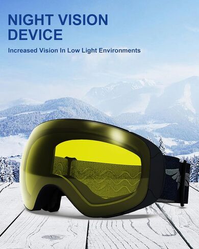 Ski Goggles PRO, Interchangeable Lens 100% UV400 Protection, Unisex Snow Goggles for Men & Women in Saudi Arabia