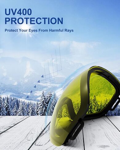 Ski Goggles PRO, Interchangeable Lens 100% UV400 Protection, Unisex Snow Goggles for Men & Women in Saudi Arabia