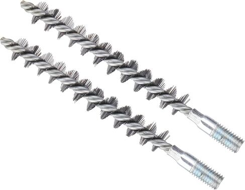 PATIKIL 40mm Dia Bore Brush, 2Pcs Stainless Steel Twisted Wire Cleaning Brush Round Cylinder Pipe Cleaner with 12mm Spiral Shank for Tubes, Ports, Bearings, Drill Driver, Silver Tone in Saudi Arabia