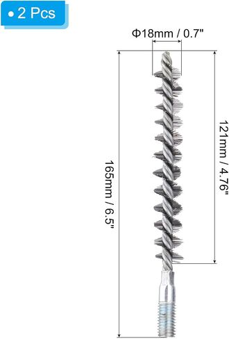 PATIKIL 40mm Dia Bore Brush, 2Pcs Stainless Steel Twisted Wire Cleaning Brush Round Cylinder Pipe Cleaner with 12mm Spiral Shank for Tubes, Ports, Bearings, Drill Driver, Silver Tone in Saudi Arabia