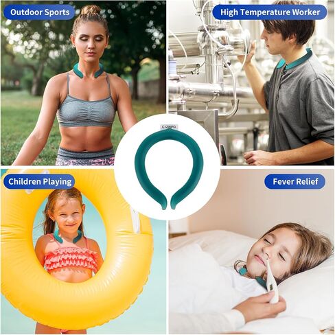 Neck Cooler Ice Cold Ring,Wearable Body Cooling Tube for Heat and Hot Weather, Neck Gel Ice Pack for Outdoor Workers, Sports, Relief from Hot Flashes Or Fever, Reusable Wraps Neck Collars (Dark Green) in Saudi Arabia