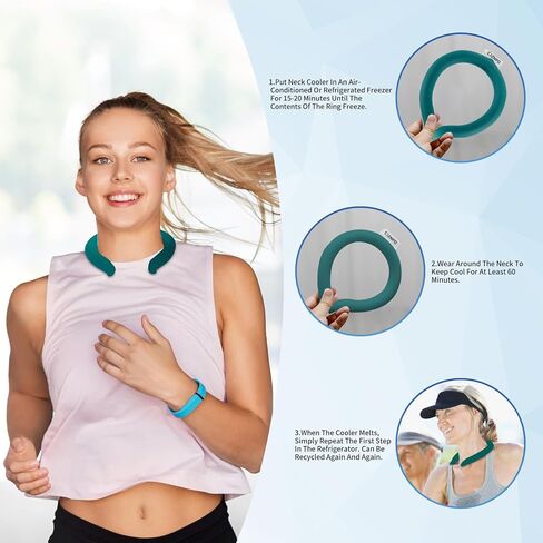 Neck Cooler Ice Cold Ring,Wearable Body Cooling Tube for Heat and Hot Weather, Neck Gel Ice Pack for Outdoor Workers, Sports, Relief from Hot Flashes Or Fever, Reusable Wraps Neck Collars (Dark Green) in Saudi Arabia