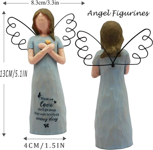 BORLESTA Sympathy Gifts - Memorial Gifts, Sympathy Gifts for Loss of Loved One, Remembrance Gifts, Bereavement Gifts, Angel Gifts for Women, Angel Figurines (Blue) in Saudi Arabia