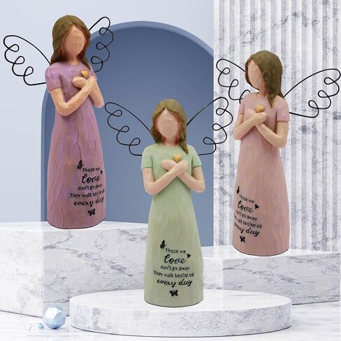 BORLESTA Sympathy Gifts - Memorial Gifts, Sympathy Gifts for Loss of Loved One, Remembrance Gifts, Bereavement Gifts, Angel Gifts for Women, Angel Figurines (Blue) in Saudi Arabia