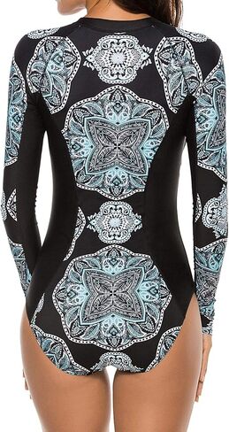Runtlly Women's One Piece Rash Guard Swimsuit Sleeveless Zipper Surfing UPF 50+ Surfing Bathing Suit in Kuwait