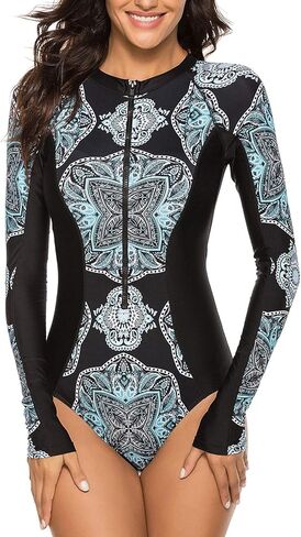 Runtlly Women's One Piece Rash Guard Swimsuit Sleeveless Zipper Surfing UPF 50+ Surfing Bathing Suit in Kuwait