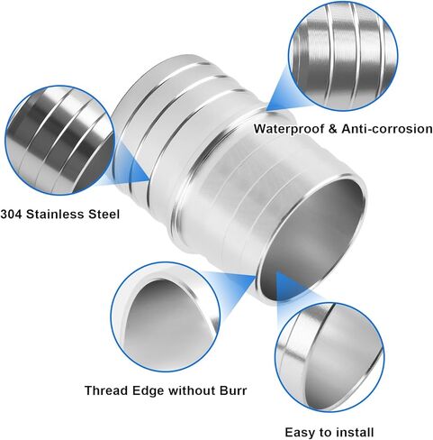 3pcs Hose Barb Fittings, 1-1/2" to 1-1/2" Inch Stainless Steel Radiator Hose Adapter Hose Barbed Splicer Mender Union Coupler Fitting Coolant Intercooler Heat Exchanger Fluid Designed in Saudi Arabia