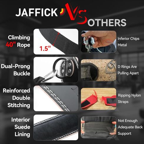 حزام رفع الأثقال الجلدي من جافيك وحزام غمس 3 في 1 مع حبل لرفع الأثقال والسحب إلى صالة الألعاب الرياضية ورفع الأثقال القرفصاء ودعم الخصر لكمال الأجسام للرجال والنساء in Kuwait