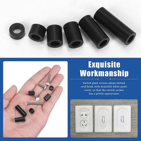 Glarks 245pcs Wall Plate Screws White with Nylon Round Spacers Set Long Electrical Outlet Screws Machine Screws Device Mounting Screws Outlet Plate Screw Faceplate Screw in Saudi Arabia