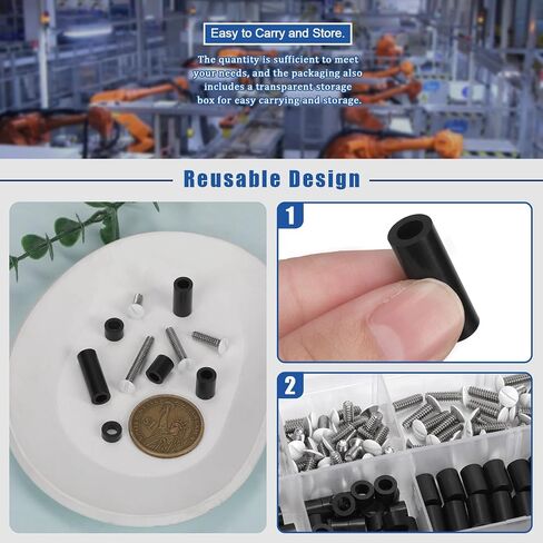 Glarks 245pcs Wall Plate Screws White with Nylon Round Spacers Set Long Electrical Outlet Screws Machine Screws Device Mounting Screws Outlet Plate Screw Faceplate Screw in Saudi Arabia